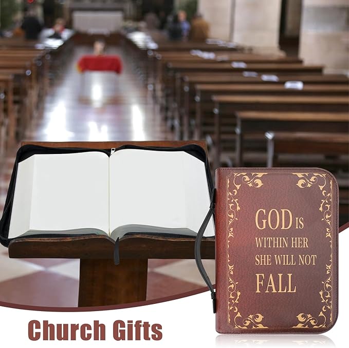Bible Cover, Bible Covers Case for Women Men, Bible Case Bag, Large Book Carrying Case, Faux Leather Book Protector Case Fits Book 11.4X 8.2X 2.2 Inch, Teachers' Day Bible Accessories Gift