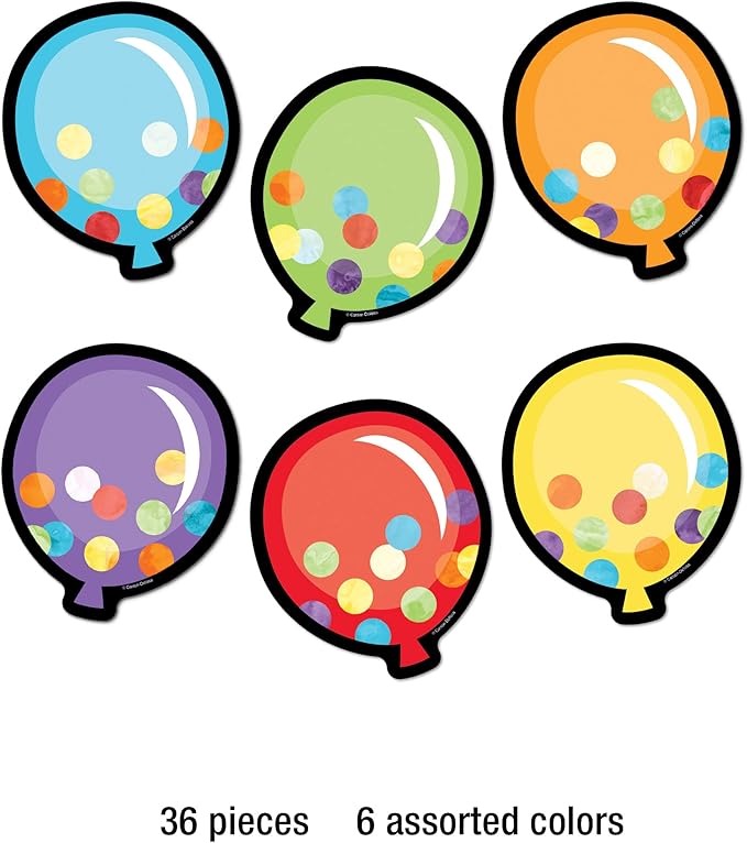 Carson Dellosa Celebrate Learning 36-Piece Colorful Balloons Bulletin Board Cutouts, Balloon Cutouts for Bulletin Boards, Birthday and Party Bulletin Board Decorations, Birthday Classroom Décor