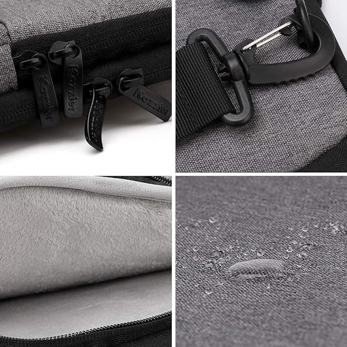 iCozzier 13-13.3 Inch Handle Laptop Briefcase Shoulder Bag Electronic Accessories Organizer Messenger Carrying Case with Shoulder&Luggage Strap - Grey