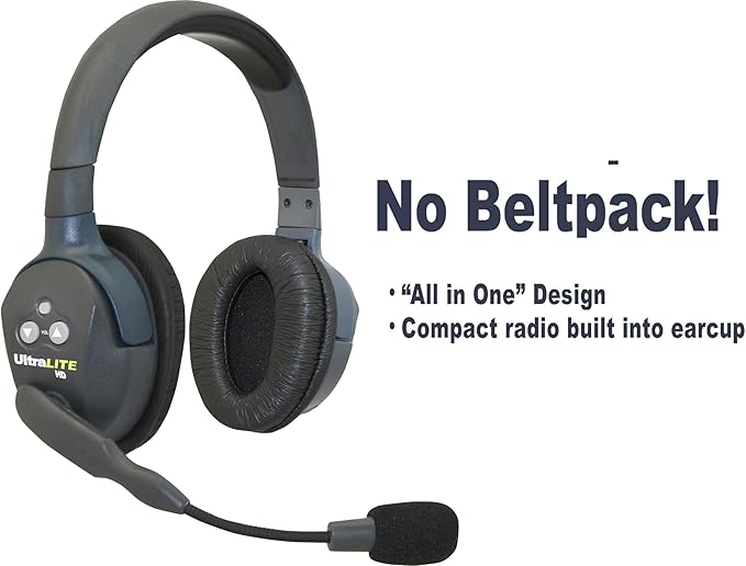 Eartec UL5D Ultralite-HD 5-Person Full Duplex Wireless Intercom Headset Communication System, Dual Ear Headsets, Up to 1000ft Range, U.S. Company