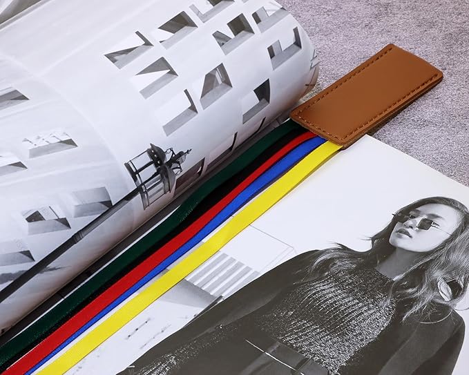 Bible Ribbon Bookmark Artificial Leather Multiple Page Marker with 5 Color Ribbons for Book Lover Reader Teacher Student Christmas Gift (Brown)