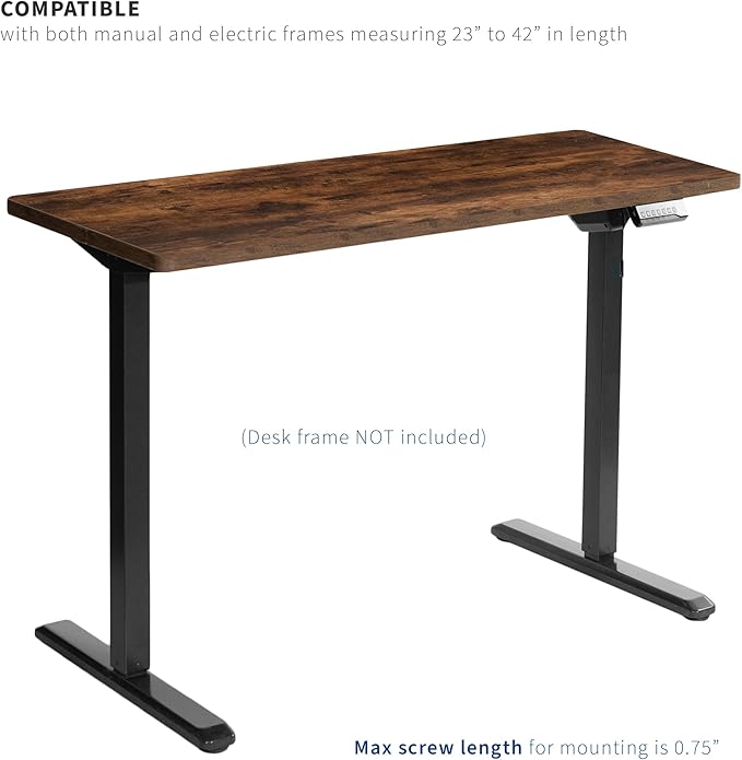VIVO Rustic Vintage Brown 43 x 24 inch Universal Solid One-Piece Table Top for Standard and Sit to Stand Height Adjustable Home and Office Desk Frames, DESK-TOP43N