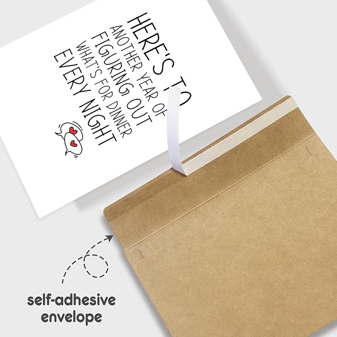 Funny Anniversary Card for Boyfriend Girlfriend, Wedding Anniversary Card from Husband Wife, Valentine's Day Card, Here's to Another Year of Figuring Out What's for Dinner Every Night