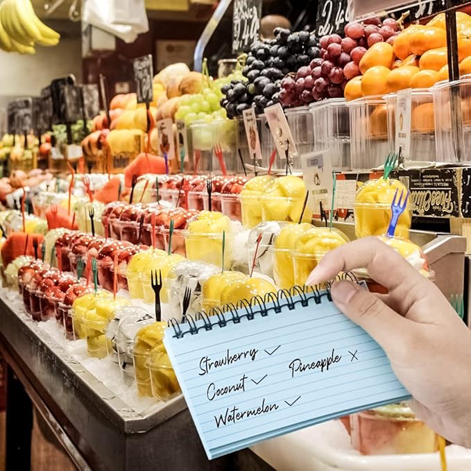 MotBach 500 Sheets Multicolor Index Cards, 10 Pads Spiral Bound Ruled Index Cards with PVC Cover, Learning Card Note Cards for Home School and Office, 3.3 x 5 Inch, 5 Colors