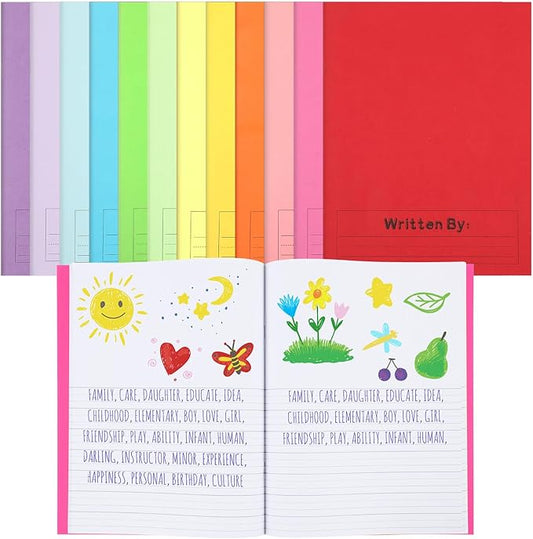 Henoyso 12 Pcs Primary Composition Notebook K-2 9 3/4 x 7 1/2 Inch Primary Journal Blank Writing Book for Kid to Write Draw and Journal 60 Page Notebook Back to School Supplies (Multicolored)
