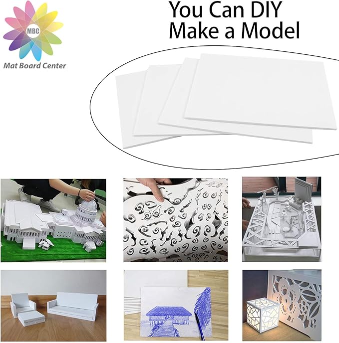 Mat Board Center, Pack of 10 Acid-Free Foam Boards, 8x10 inch White Foam Boards, 1/8" Thick