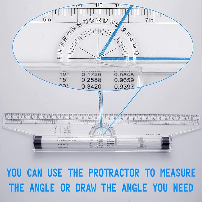 Frienda 2 Pieces Plastic Measuring Rolling Ruler Drawing Parallel Multifunctional Drafting Ruler for Architect Office Math(12 Inch)