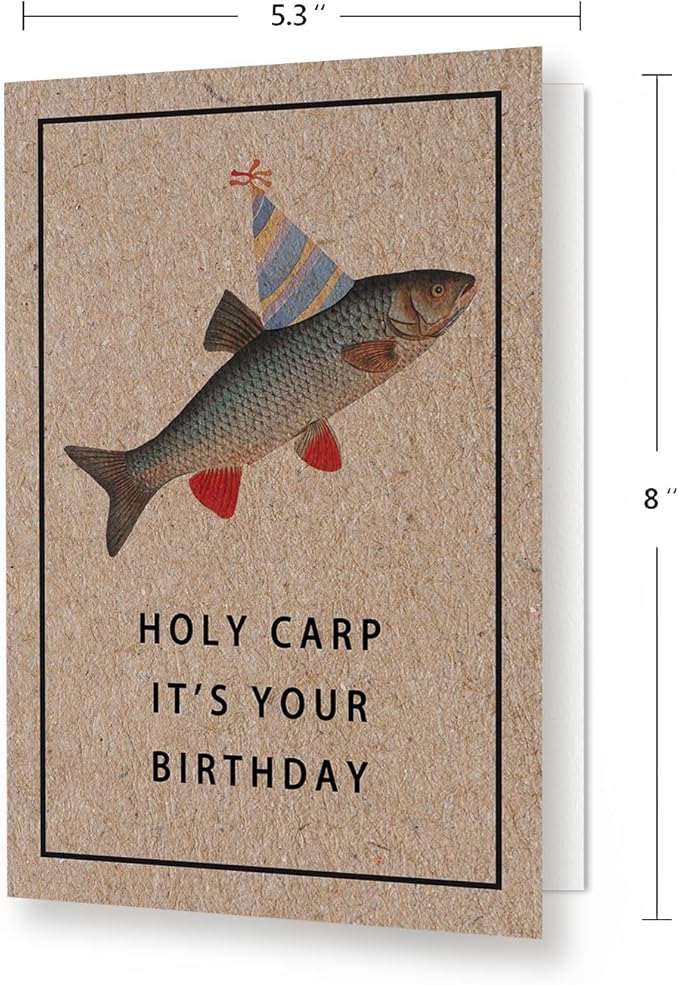 Cute Carp Fish Birthday Card for Men Women, Funny Fishing Pun Birthday Card for Friends, Humorous Carp Pun Birthday Card, Cute fishing Birthday Gift For Fishing Enthusiasts