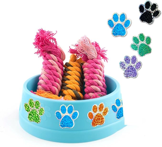 Paw Print Stickers,1.5" Holographic Shiny Bear Paw Print Stickers,Dog Puppy Paw Stickers Bear Paw Stickers with Perforation Line (500 PCS,Blue)