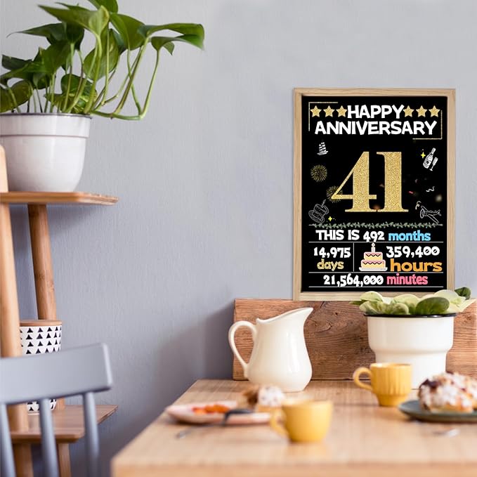 Joycard 41st Anniversary Card for Women Men, Gold Wedding Card for Wife Husband, Sweet Marriage Decorations Gifts for Couple, Perfect for Her Him on Anniversary Day, Back in 1984