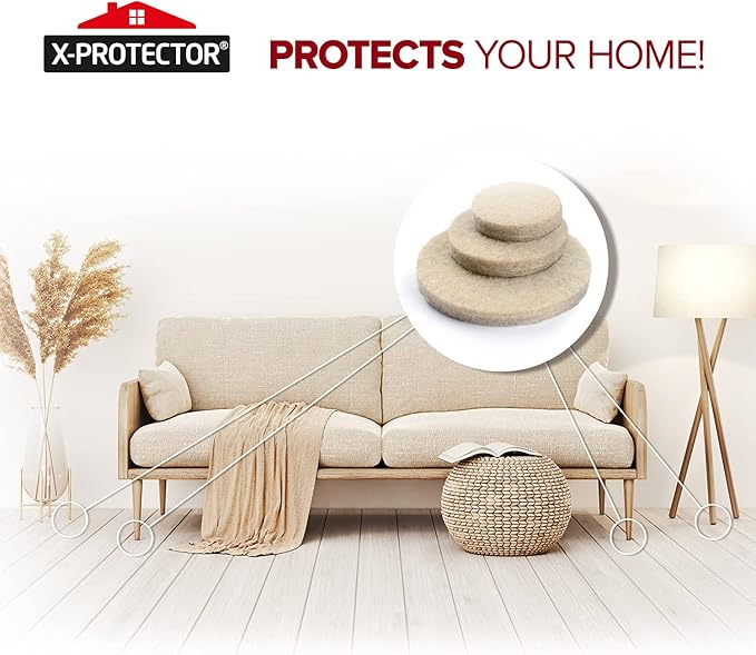 Felt Furniture Pads X-PROTECTOR 235 PCS Premium Furniture Pads - Felt Pads Furniture Feet Best Wood Floor Protectors - Protect Your Hardwood & Laminate Flooring!