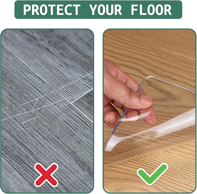 Clear Chair Mat for Hardwood Floors - 60''x84'' Heavy Duty Office Chair Mat, Rectangle Rolling Chair Mat for Hardwood, PVC Protector Hard Floor Mat for Computer&Desk Chair (60'' x 84'')
