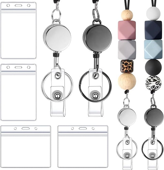 6 in 2 Set Retractable Lanyard for ID Badges, Teacher Lanyard with ID Holder Cute Lanyards for Women Nurse Teacher Appreciation Gifts Office Gift for Coworkers