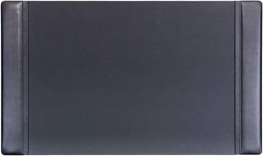 Dacasso Pad with Side Rails Luxury Leather Blotter for Writing-Executive Desk Surface Protector, 34” x 20”, Black