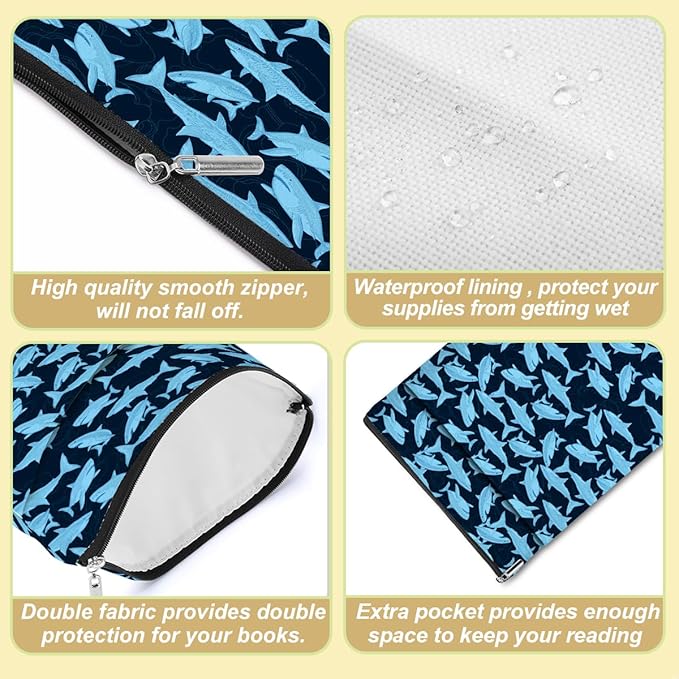 Shark Book Sleeve Book Cover Cute Shark Gifts for Women Friendship Bookish Gifts Books Protector Pouch for Teen Girls Sister Bestie BFF Christmas Birthday Graduation Book Club Gift