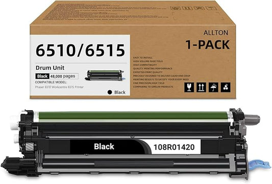 6510 6515 Drum Cartridge Black Compatible with 108R01420 Imaging Unit WorkCentre 6515 Imaging Unit Replacement for Xerox Phaser 6510 WorkCentre 6515 Printer(1-Pack)