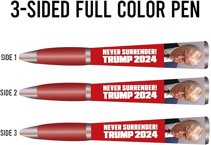 Trump Never Surrender Ballpoint Pen, MAGA, Trump Merchandise Donald Trump Gifts for Men & Women, Make America Great Again Donald Trump Never Surrender Pen - Imprinted In The USA (3-Sided Pen)