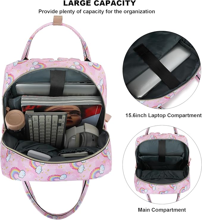 Rainbow Laptop Backpack College Bookbag School Backpack for Women Girls, Travel Backpack 15.6 Inch Computer Backpacks