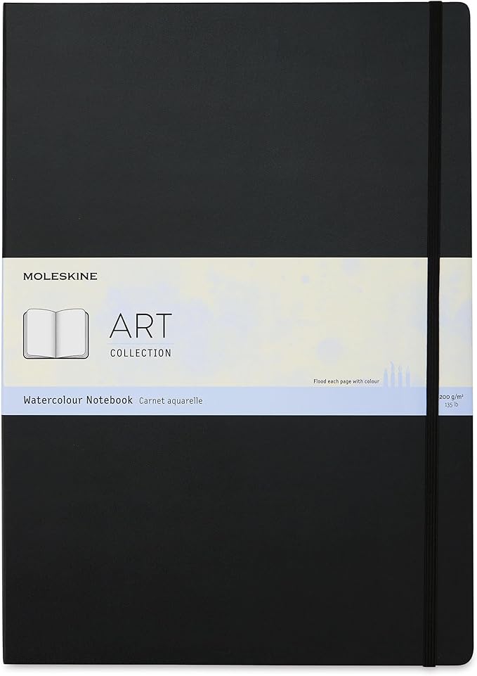 Moleskine Art Watercolor Notebook, Hard Cover, A3 (11.75" x 16.5") Plain/Blank, Black, 60 Pages