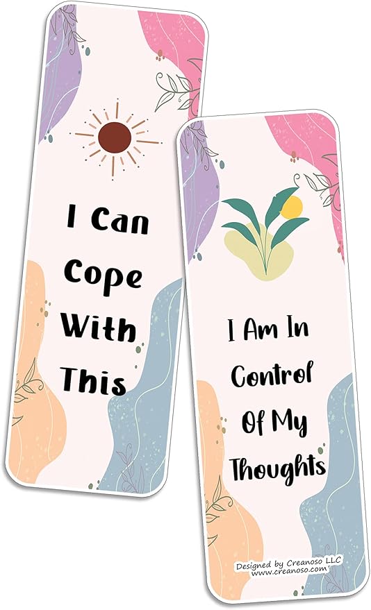 Creanoso Anxiety Statement Cards (10-Sets x 6 Cards) – Daily Inspirational Card Set – Interesting Book Page Clippers – Great Rewards for Adults and Professionals