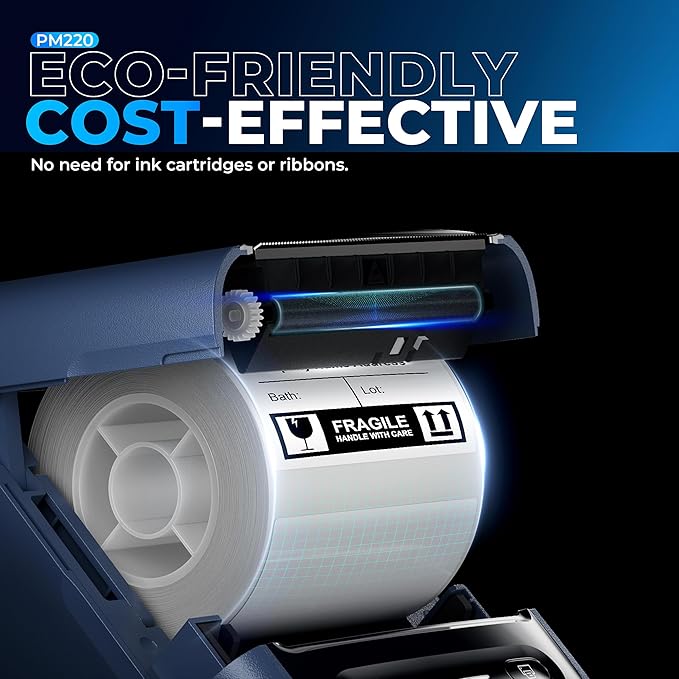 Nelko Label Maker Machine with Tape, PM220 Bluetooth Label Printer, 2 Inch Portable Thermal Printer for Small Business, Logo, Clothing, Sticker Printer for Phones & PC, with 3 Labels, Deep Blue