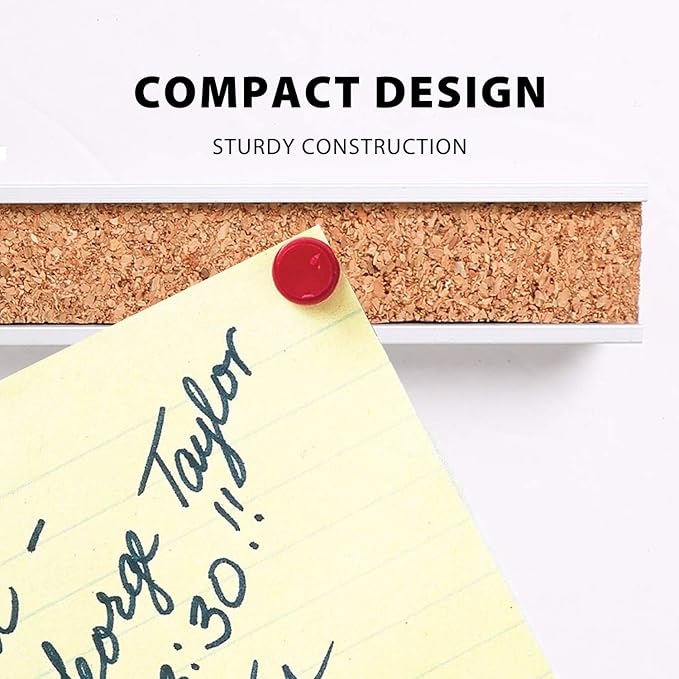 Corksidol Bulletin Bar Strip, Cork Board Bar, 15" x 1", for Classroom, Office, Cubicle, Aluminum Frame (Silver),2 Pack