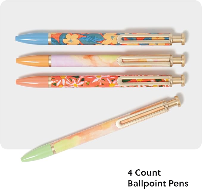U Brands Monterey Ballpoint Pens, Set of 4, Artist Touch, Gold Details, Bold (1.0 mm) Point, Black Ink