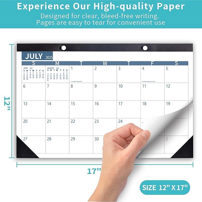 Desk Calendar 2025 Wall Calendars, December 2024 - December 2025 Monthly Planner Paper Office Desktop 17"X 12", 14-Months, Planning and Organizing Home, School, Office, Holiday, Vacation