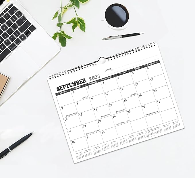 2025 Calendar - 18 Monthly Wall Calendar from Jan. 2025 - Jun. 2026,Large Calendar(11.5'' x 14.5''),2025 Wall Calendar with Notes and yearly calendar, Black