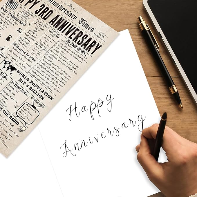 Jumbo 3rd Anniversary Card for Women Men, Romantic 3 Year Anniversary Cards Gifts for Girlfriend Boyfriend, Sweet Leather Anniversary Decoration for Husband Wife