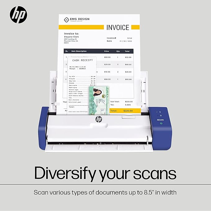 HP Compact Desktop Duplex USB Mobile Document & Photo Scanner with Auto-Feed Tray for Portable 2-Sided Digital Scanning, Model HPPS200, for Home & Office, PC and MAC, HP WorkScan Software Included
