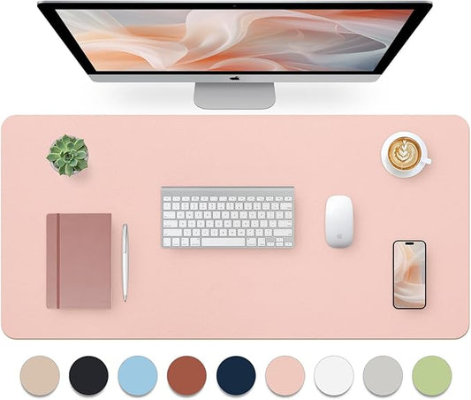 Bloss Pink Desk Mat, Waterproof Non-Slip Leather Desk Pad, Large Mouse pad, Computer Mat for Desk, Pink Desk Accessories Easy Clean for Office/Home(35.4×15.7 Inches)