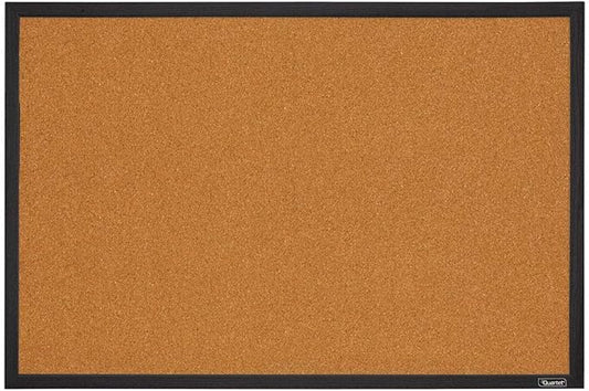 Quartet Cork Bulletin Board, Framed Corkboard, 2' x 3', Black Frame, Message Board, Vision Board (MWDB2436-BK)