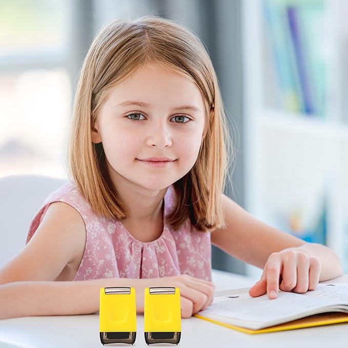 Sherr 2 Handwriting Line Stamp Roller Dashed Handwriting Lines Practice Roller Stamp for Kids, Teachers Kindergarten Education Classroom Back to School Need(2.72 x 2.44 x 1.54 Inch,Yellow)