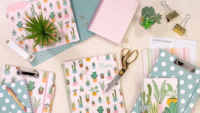 Steel Mill & Co Cute Mini Spiral Notebook, 8.25" x 6.25" Journal with Durable Hardcover and 160 Lined Pages, Pink Dots