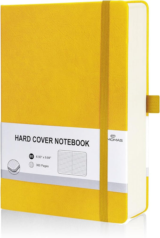 Lined Journal Notebook, 1 Pack (Yellow), 360 Pages, 9.8 inches x 6.9 inches - 100 gsm Thick Paper, Hardcover