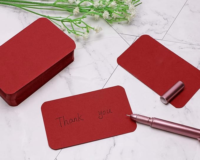 Penta Angel 100 Pcs Mini Paper Blank Gift Notes Cards DIY Craft Small Word Business Message Cards (Red)