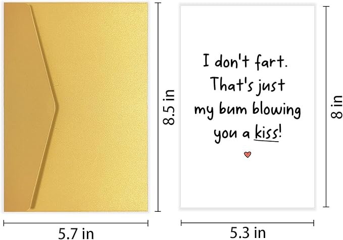 Funny Fart Anniversary Card, Humor Birthday Card for Husband Wife, Valentines Card for Him Her, My Bum Blowing You A Kiss