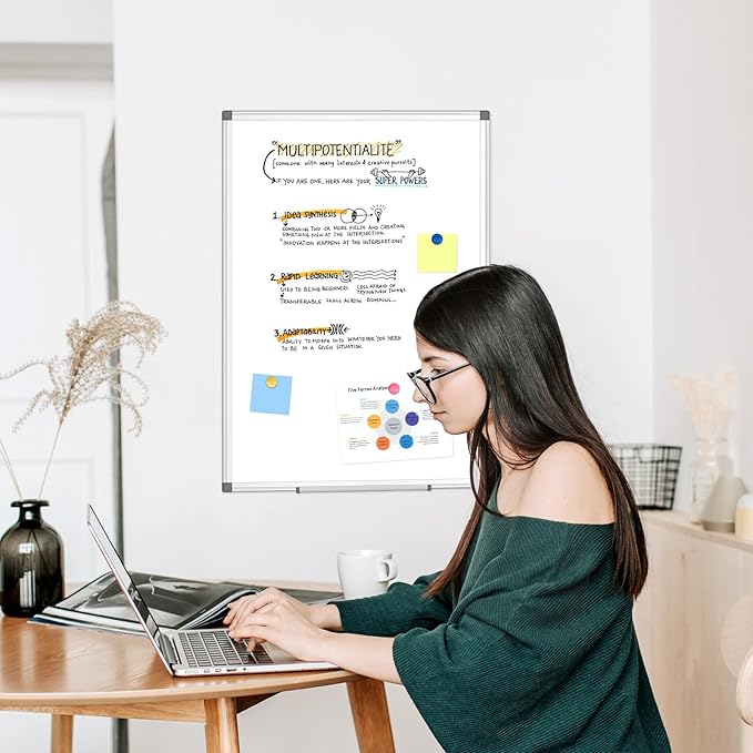 WALGLASS 3 Pack White Board, 36" x 24" Double-Sided Dry Erase White Board for Wall, Hanging Mounted Whiteboard, Horizontal or Vertical Silver Aluminium Frame for Home, School, Office, Kitchen