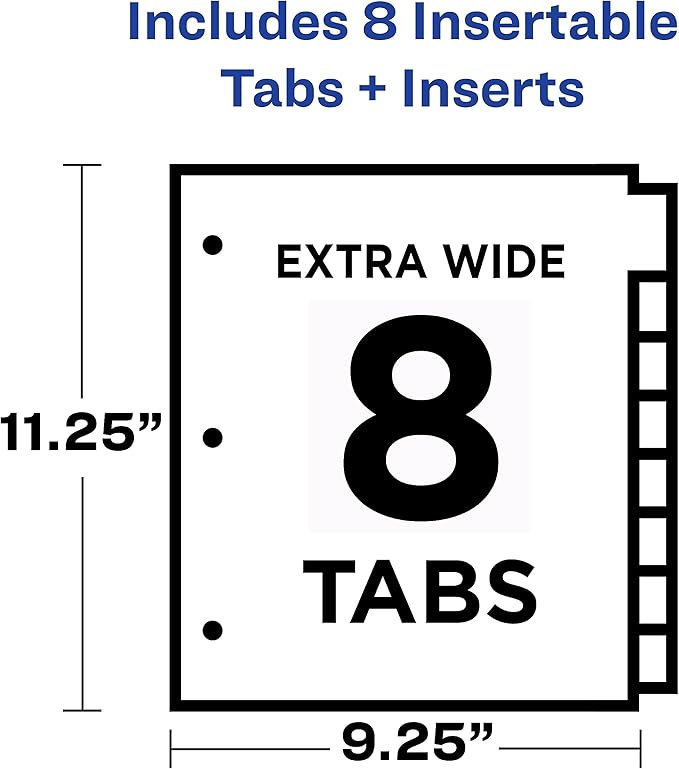 Avery Dividers for 3 Ring Binders, 8-Tab Sets, Two-Pocket Plastic Binder Dividers with Tabs, Multicolor, 24 Sets (11907)
