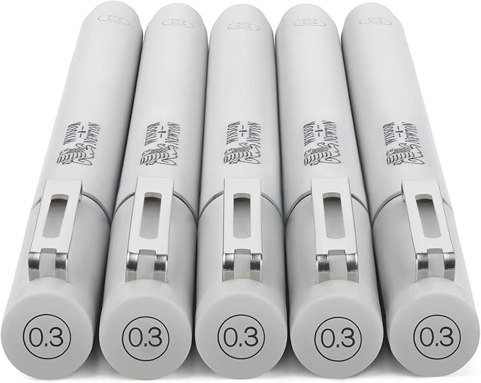 Winsor & Newton Fineliner Fine Point Pen Set, 0.3 mm Tip, Set of 5, Black