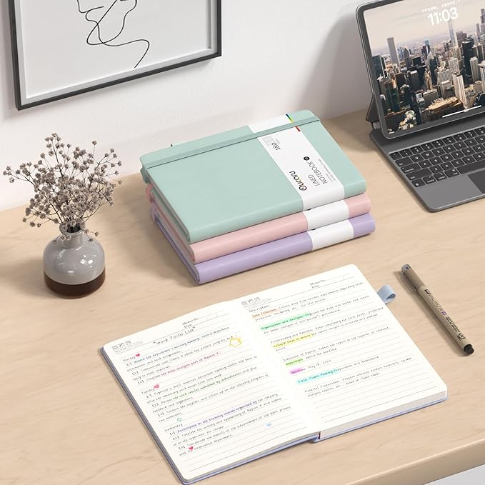 Lined Journal Notebook, 4 Pack, 180 Pages, A5 Journals for Writing, 100 GSM Thick Paper, Small Notebooks Daily Journal for Women Men Work, Business, School, Travel Supplies