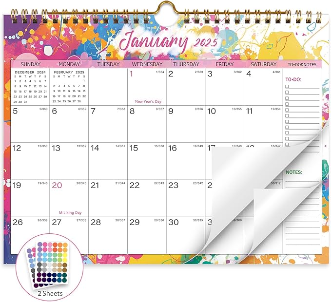 2025 Calendar 18 Month Wall Calendar 2025-2026, January 2025 to June 2026 Calendar with Julian Dates, 11" X 8.5" (2025-2026 Wall Calendar Colorful)