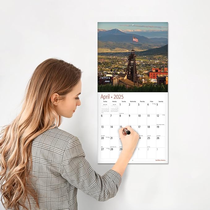 RED EMBER God Bless America 2025 Wall Calendar 12 Month | 12" x 24" Open | Thick & Sturdy Paper | Giftable | Calendar 2025