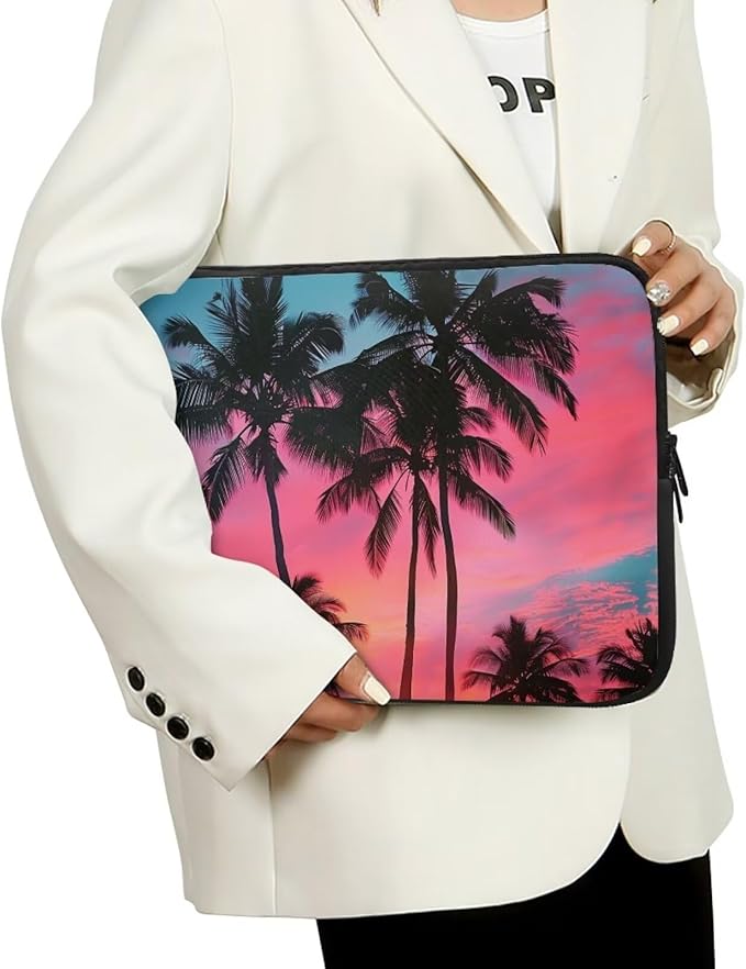 Tropical Palm Tree Laptop Protective Sleeve for Women 15 inch Computer Sleeve Bag Neoprene Lap Top Case Suitable Gifts for Travel School Office Neatly Organizers Sunset Laptop Accessories