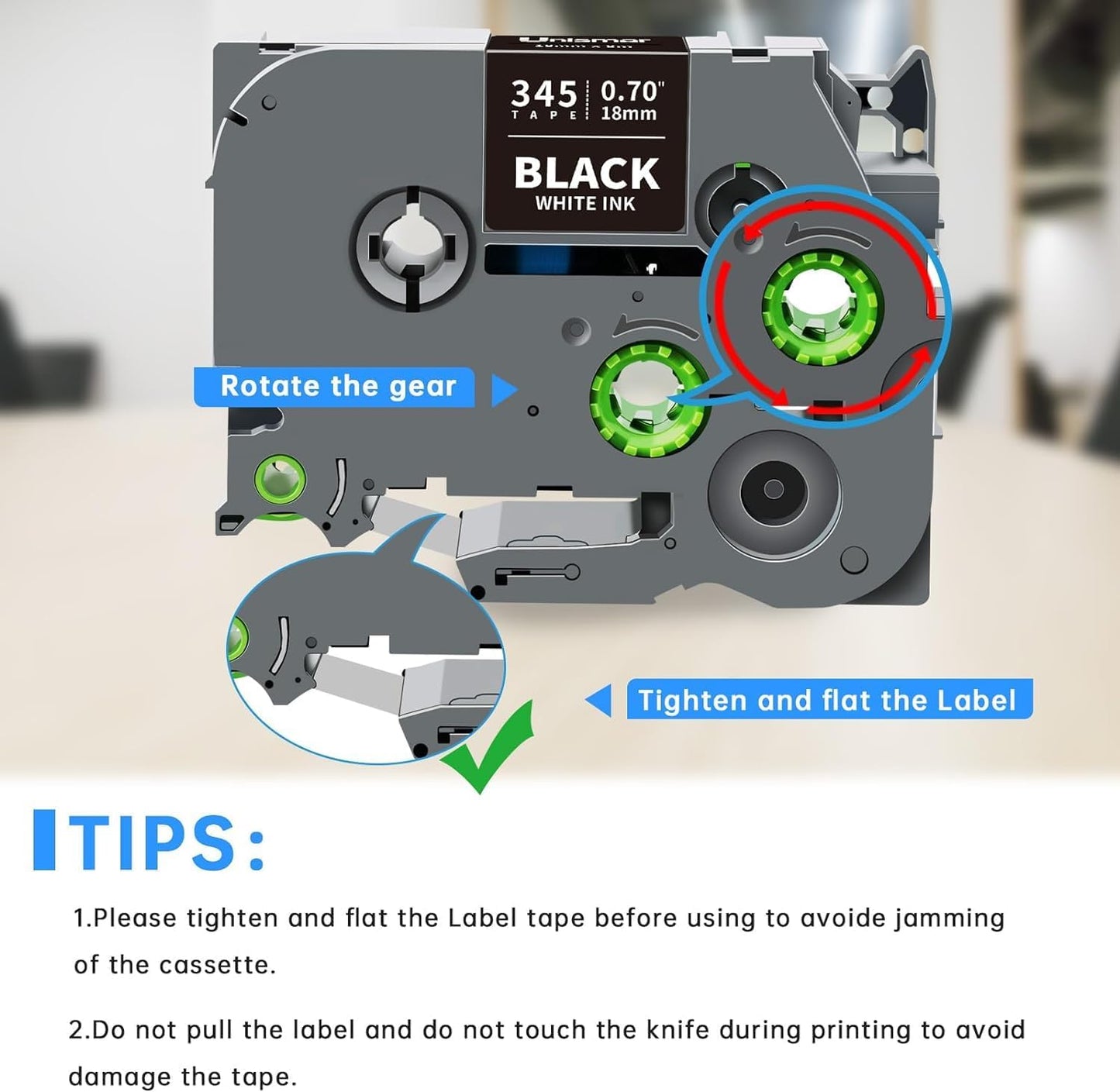 Unismar TZe-345 Compatible for Brother Ptouch 18mm 0.7 Laminated White on Black Label Tape TZ345 TZ Tape Work for PT-D400AD PT-D410 PT-D600 PT-D400 PT-2700 PT-1880 Label Maker, 3/4'' x 26.2', 4-Pack