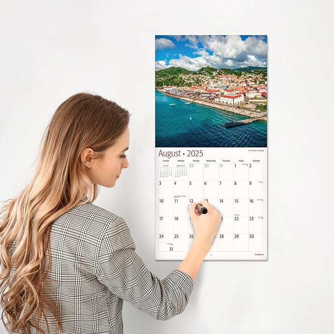 RED EMBER Caribbean 2025 Wall Calendar 12 Month | 12" x 24" Open | Thick & Sturdy Paper | Giftable | Calendar 2025