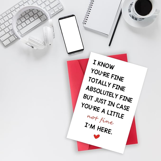 Funny Encouragement Greeting Cards for Women Men, Thinking of You Cards for Husband Wife, Get Well Soon Card, You’re Totally Fine I’m Here for You Card