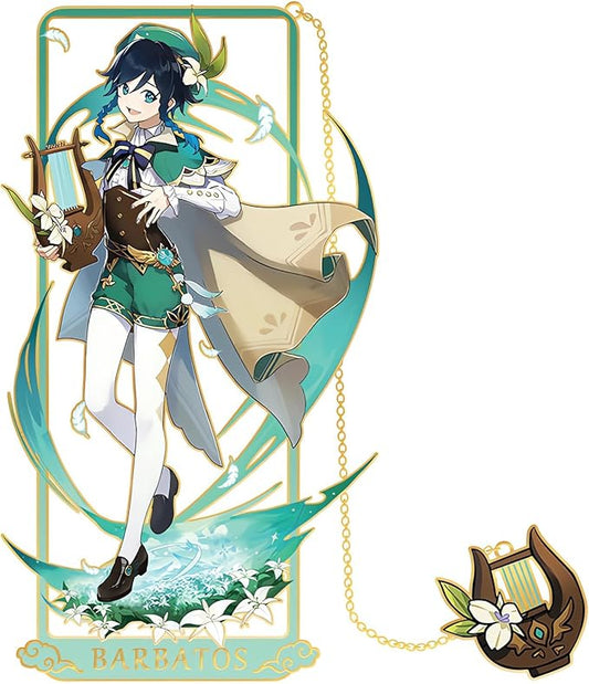 Venti Bookmark with Chain Original Genshin Impact Metal Bookmark - Collect All Your Favorite Characters!
