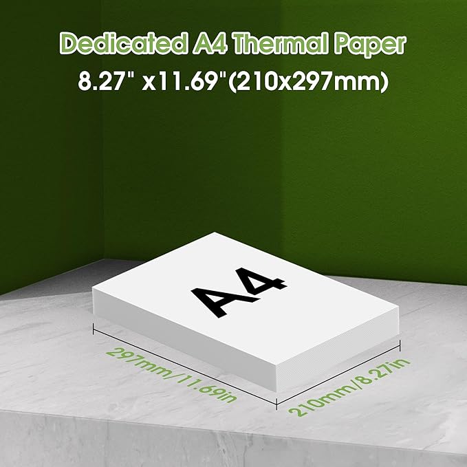 Thermal Paper, Thermal Printer Paper 8.27 x 11.69 Size, Thermal paper for portable printer Compatible with Hprt、Phomemo、Itari M08F MT800 Brother Pocket PJ763MFi Letter folded Paper 100 sheets